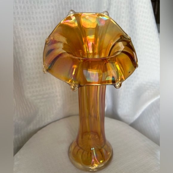 Jack in the Pulpit Marigold Morning Glory Carnival Glass Vase by Imperial Glass - Picture 8 of 16